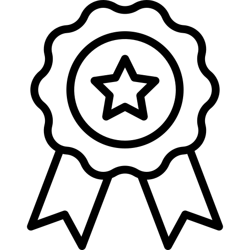 Ruban de récompense avec une étoile au centre. Représentant un icône de certification.
