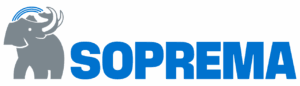 Logo Soprema avec un mammouth a gauche et Soprema en bleu